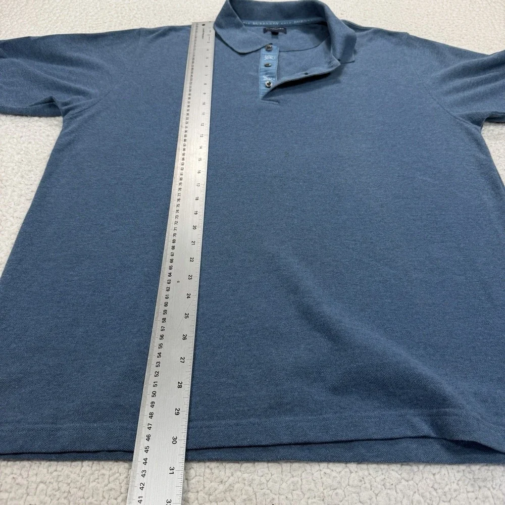 Burberry Golf Polo Shirt Men's XL Blue Nova Check Luxury Smart Casual Old Money - Picture 11 of 11